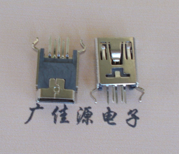 MINI USB5p母座|B型口180度|直插彎腳